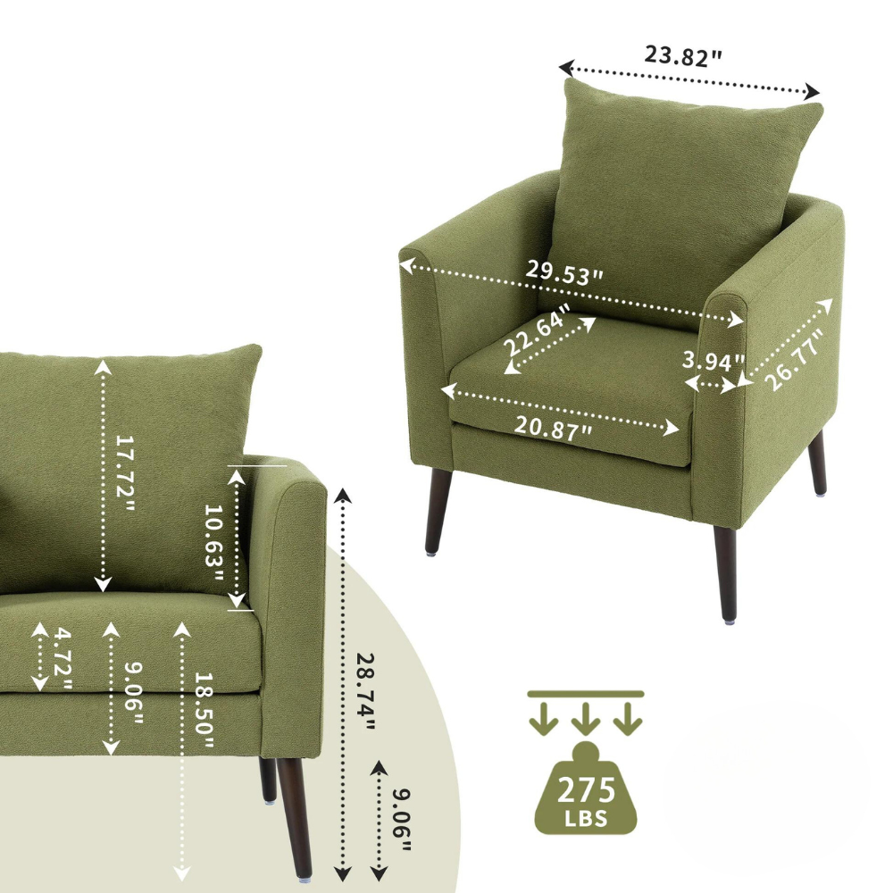 Modern Fabric Barrel Chair with Solid Wood Legs_5