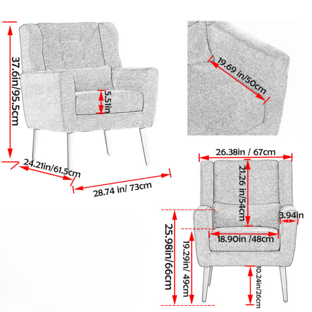 Mid Century Modern Accent Chair with Chenille Fabric_7