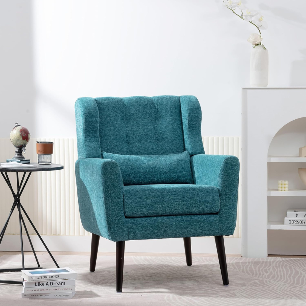 Mid Century Modern Accent Chair with Chenille Fabric_2