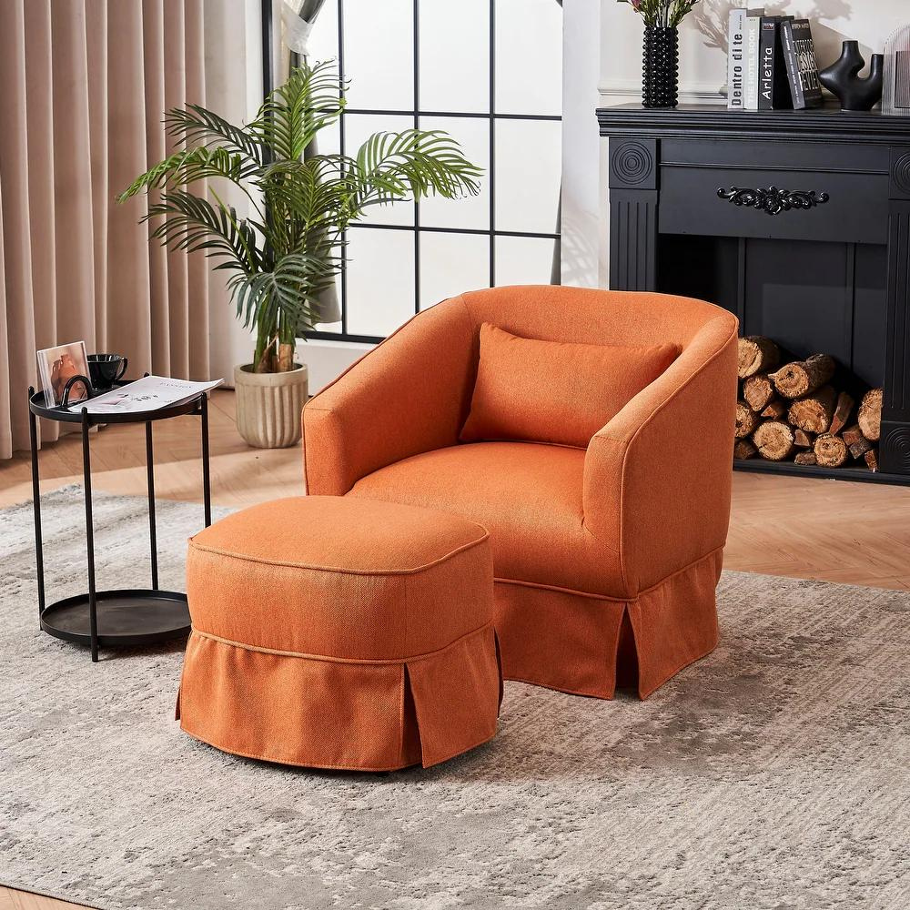 Swivel Barrel Chair with Ottoman_1