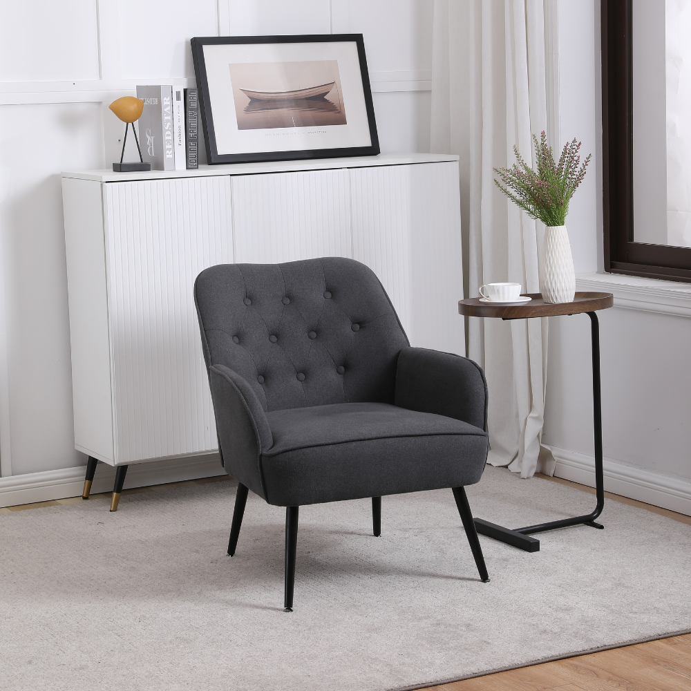 Modern Mid Century Linen Armchair_1