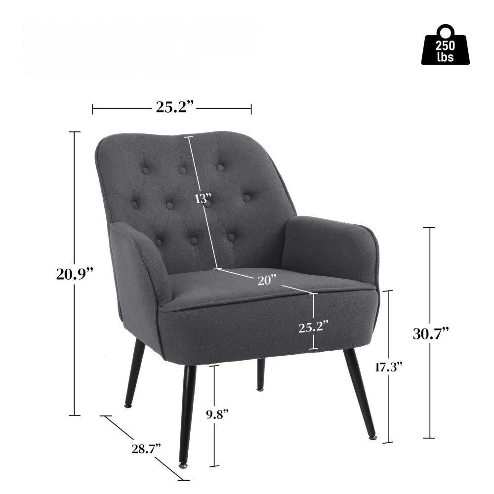 Modern Mid Century Linen Armchair_5