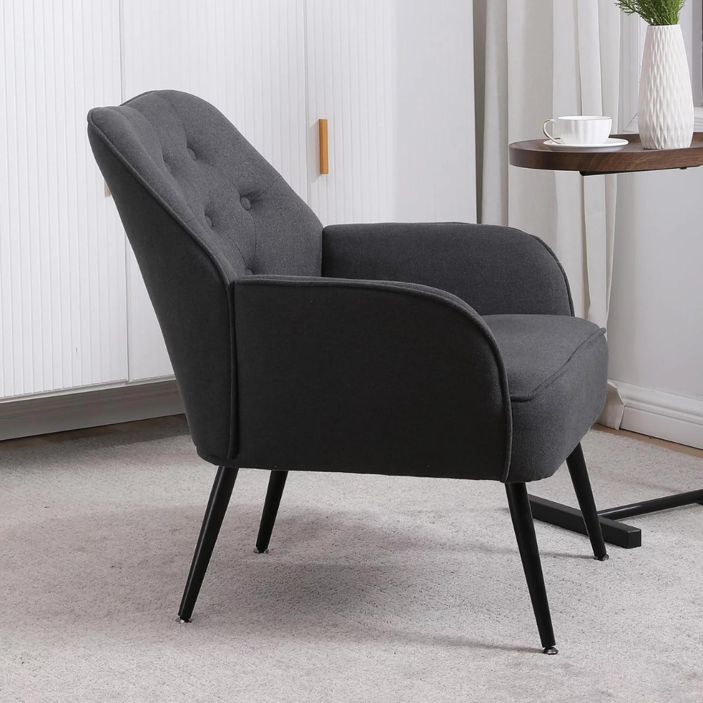 Modern Mid Century Linen Armchair_3