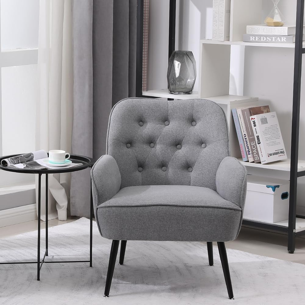 Modern Mid Century Linen Sherpa Armchair_3