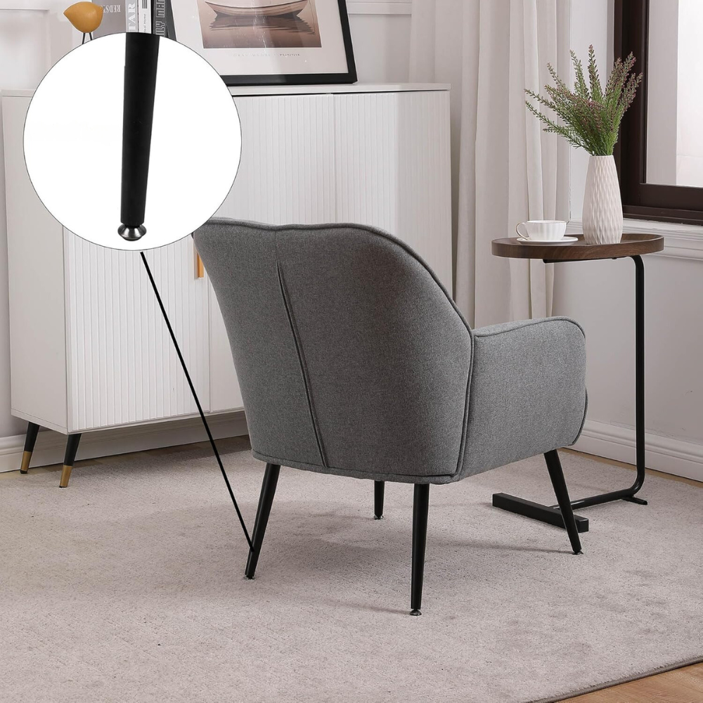 Modern Mid Century Linen Sherpa Armchair_5