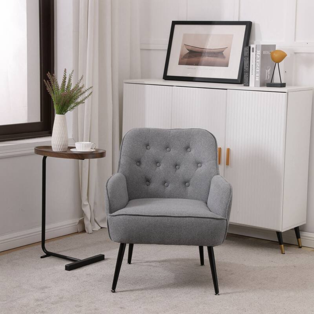Modern Mid Century Linen Sherpa Armchair_1