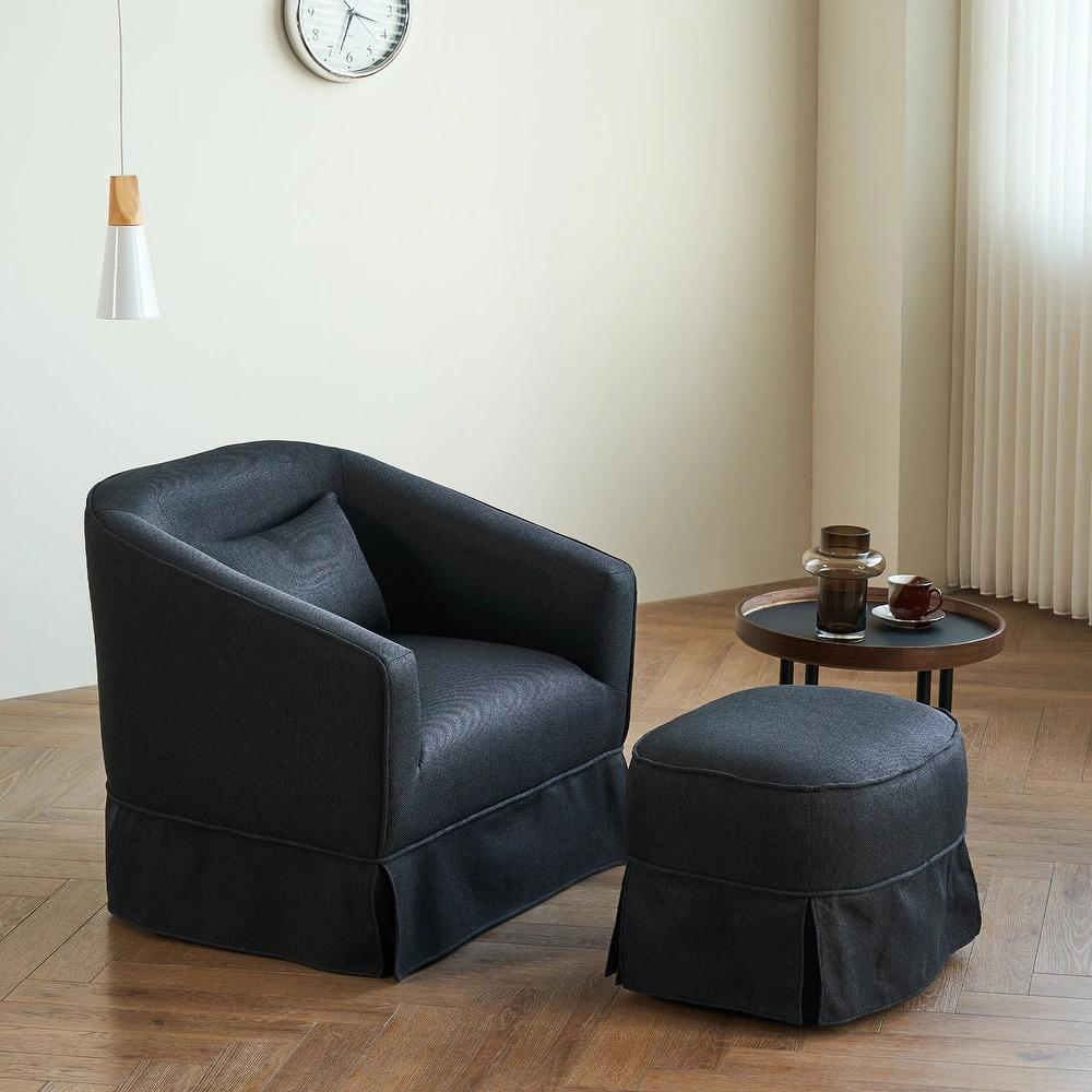 Swivel Barrel Chair with Black Ottoman_2