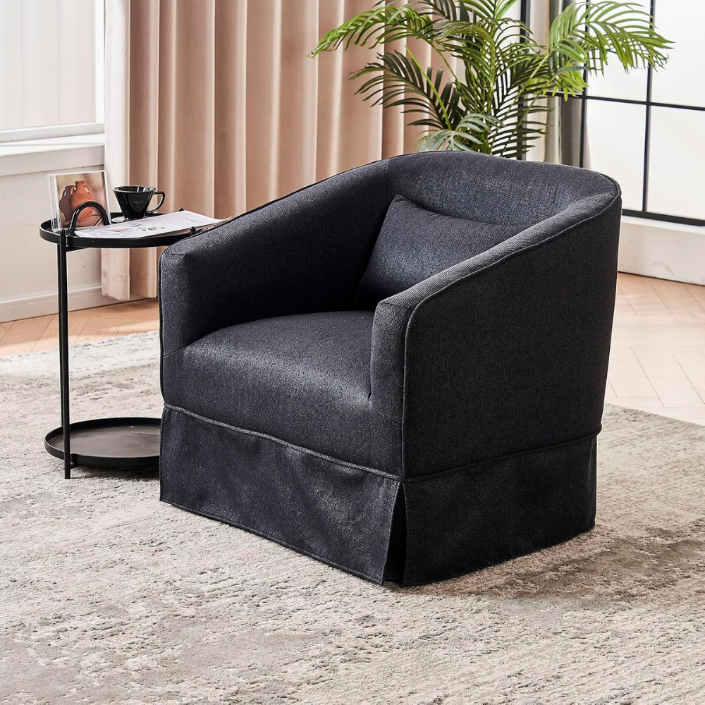 Swivel Barrel Chair with Black Ottoman_3
