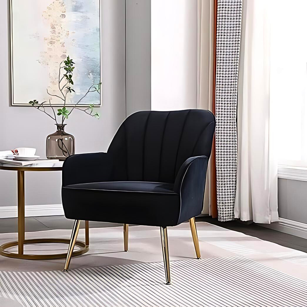 Modern Mid Century Chair velvet Sherpa Armchair for Living Room Bedroom Office Easy Assemble_1