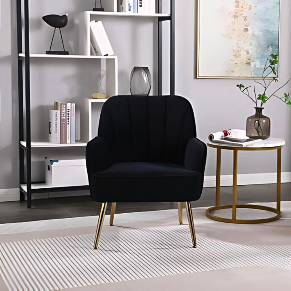 Modern Mid Century Chair velvet Sherpa Armchair for Living Room Bedroom Office Easy Assemble_2