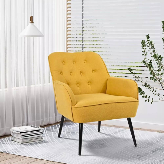 Stylish Mid-Century Linen Sherpa Armchair_0