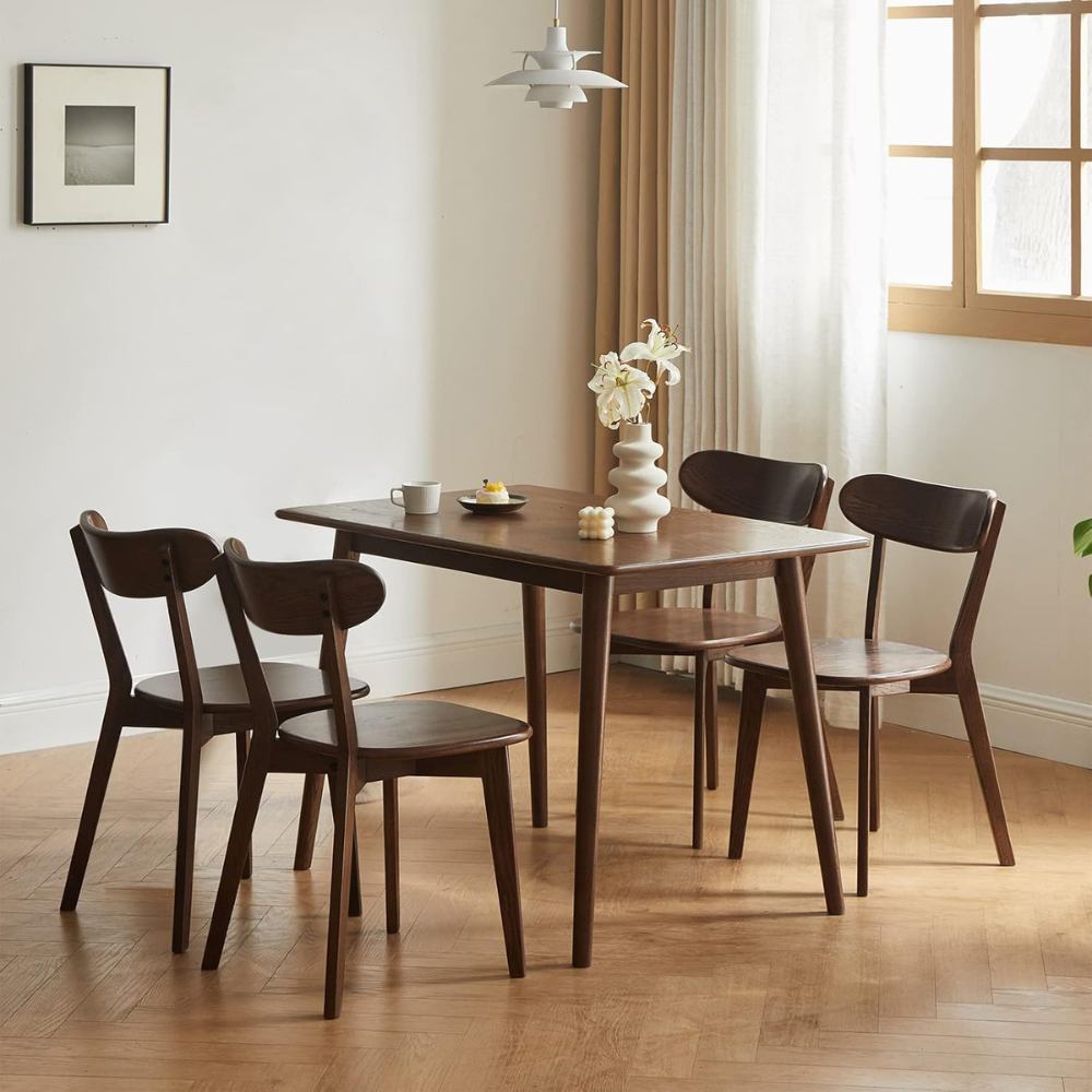Set of 4 Natural Wooden Dining Chair_1