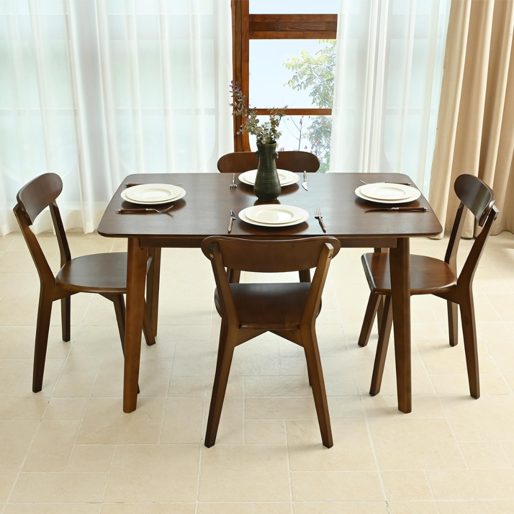Set of 4 Natural Wooden Dining Chair_2