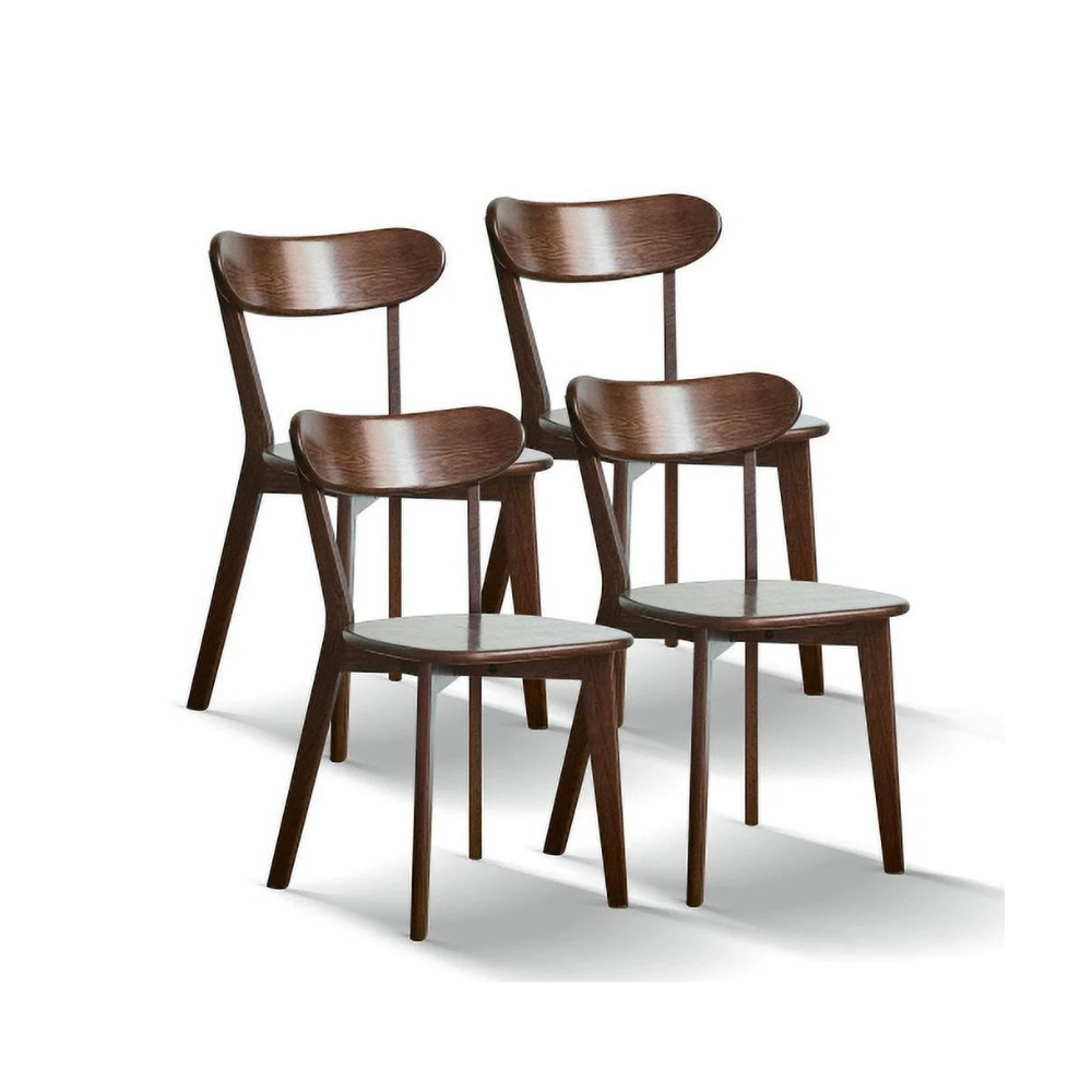 Set of 4 Natural Wooden Dining Chair_4