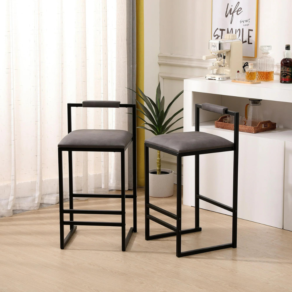 Set of 2 Modern Counter Height Barstools with Armless Design_3