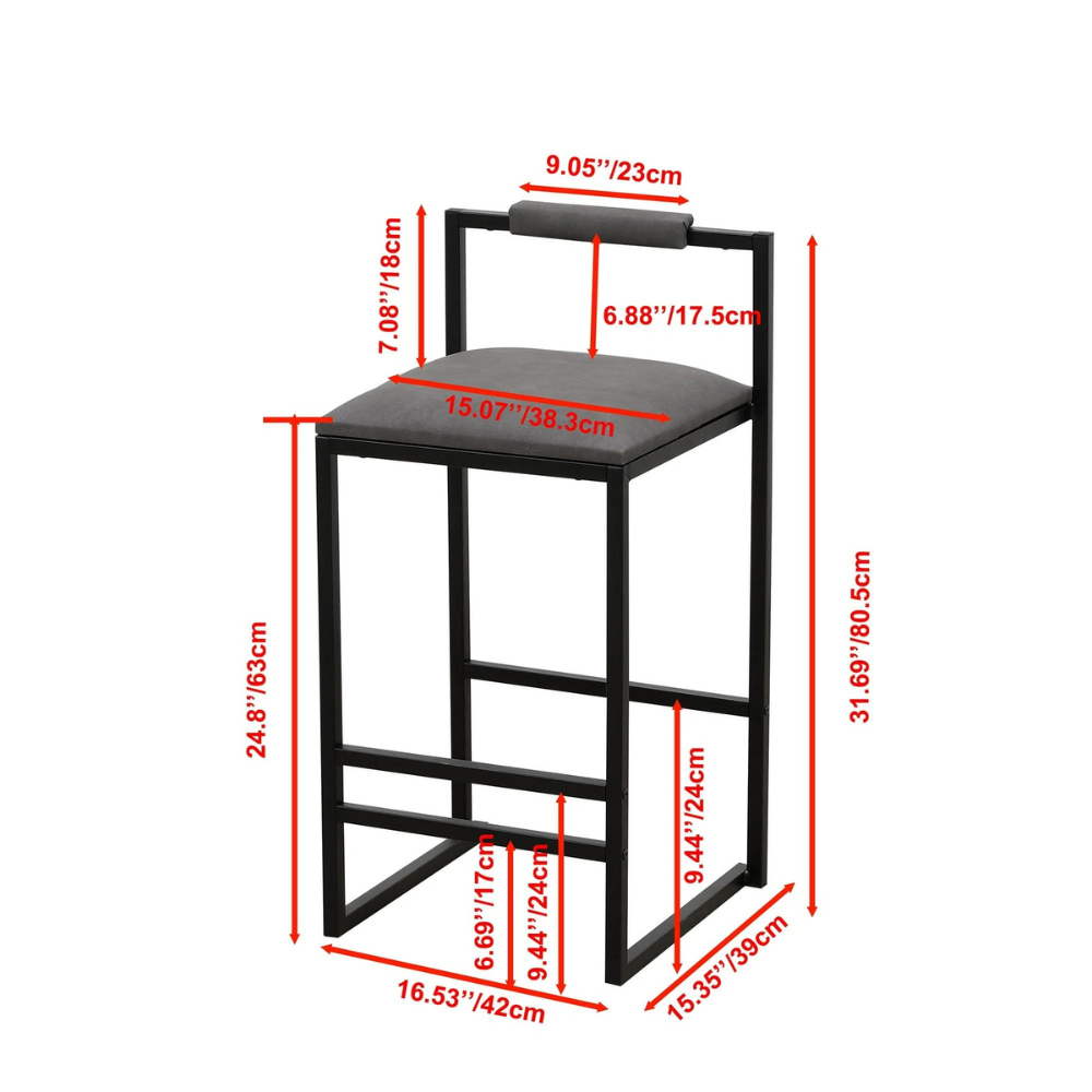 Set of 2 Modern Counter Height Barstools with Armless Design_5