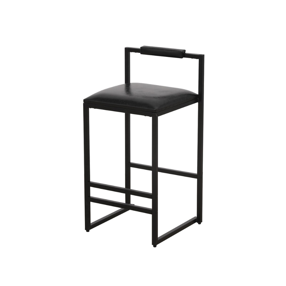 Set of 2 Black Bar Stools with Backrest and Footrest_5