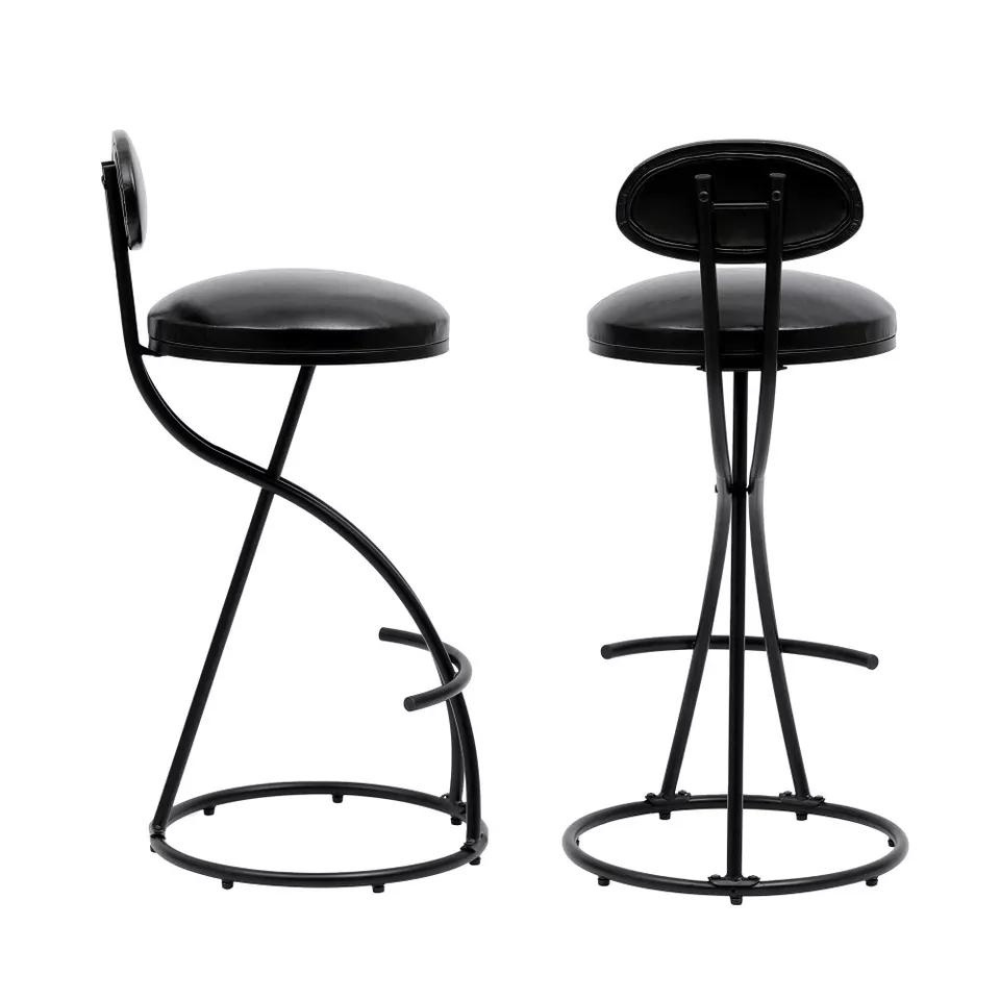 Set of 2 Stylish and Comfortable Black Counter Height Barstools_4