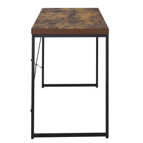 Weathered Oak And Black Writing Desk With Metal Sled Base