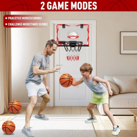 Children's Indoor Basketball Frame, Easy To Install Door, Basketball Frame Noise Reduction And 9 Modes, LED Lighting Scratch Resistant Electronic Scoreboard