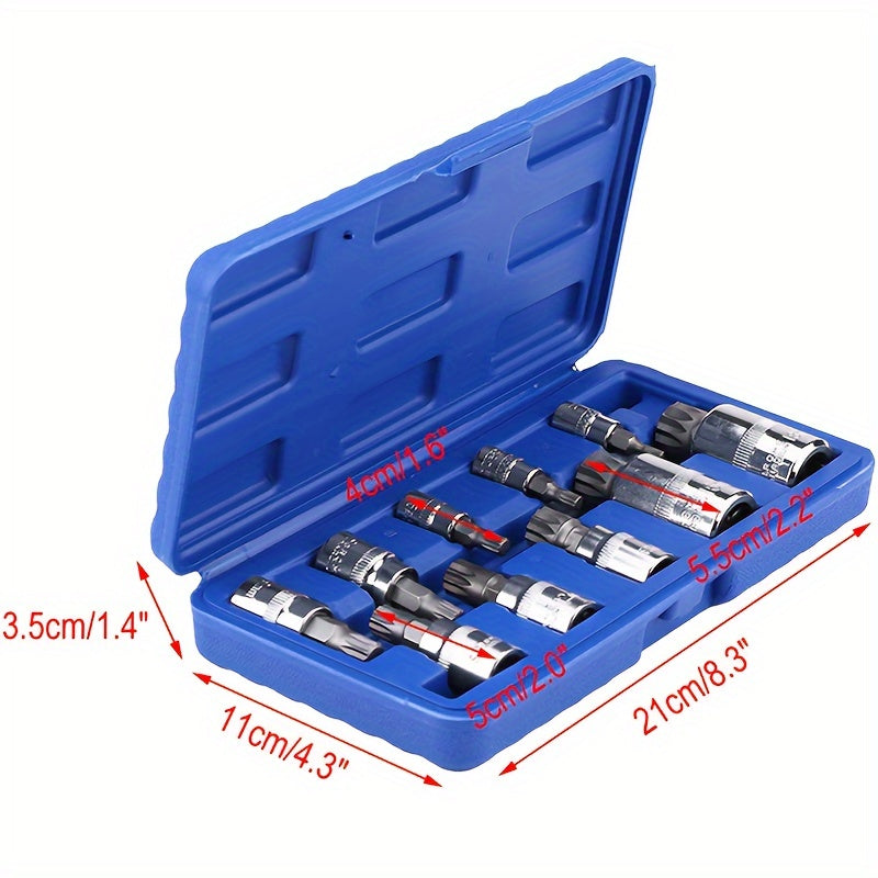 10PC XZN Triple Square 12 Point Spline Bit Socket Set 4MM 18MM With Enhanced Storage Case, 12 Point Multi Spline, No Assembly Required