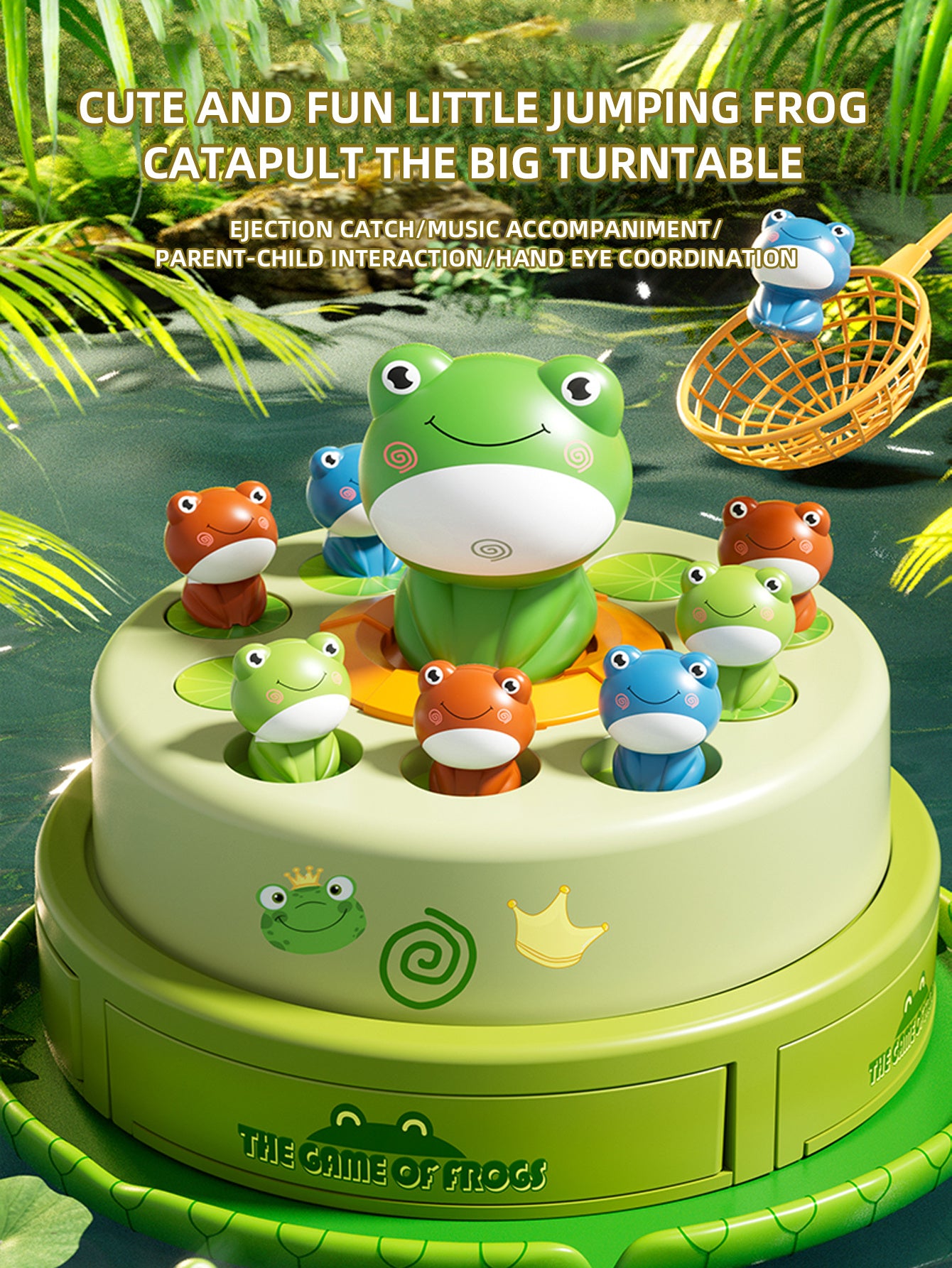 Bouncing Frog Capture Toy, Electric Launch Wheel, Training Interactive Education For Parent Child Intelligence