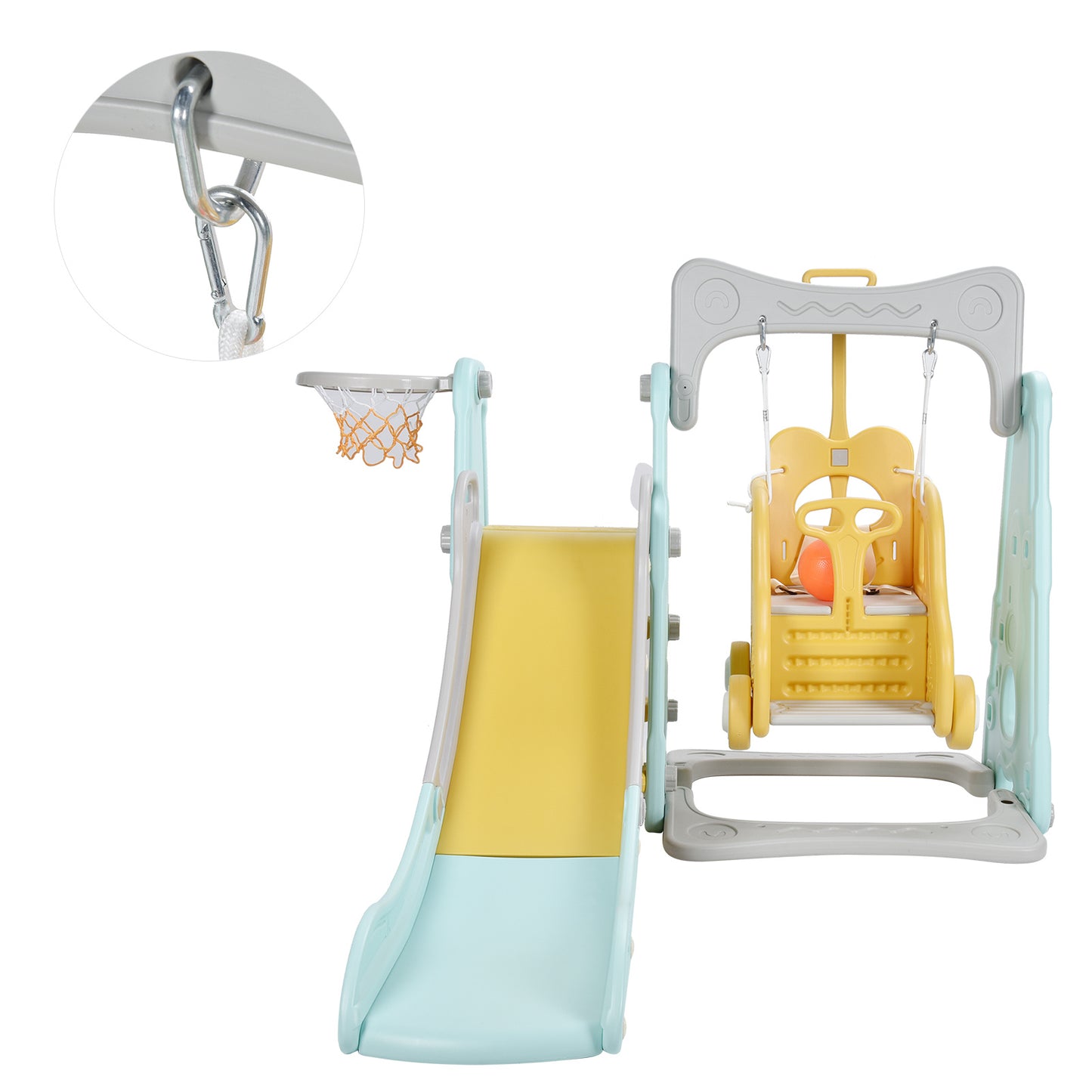 Kids Baby Toddler Climber Swing Set Long Slide Children Play Area for Outdoor IndoorStyle 1 Green