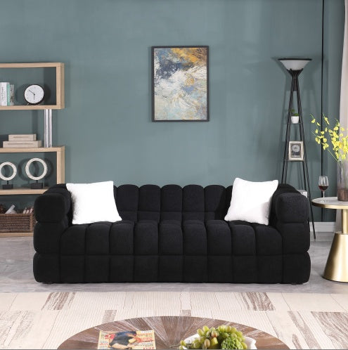 84.3 Length ,35.83 Deepth ,human Body Structure For USA People, Marshmallow Sofa,boucle Sofa ,White Color,3 Seater