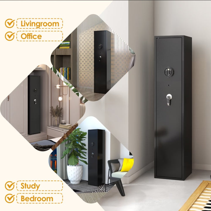 Domestic Rifles And Pistols Firearm Safe With LED Lights And Alarm System, Long Gun Cabinet With Removable Shelves