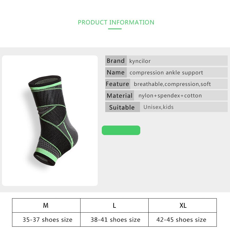 3D Sport Ankle Brace Protector Compression Ankle Support Pad Elastic Nylon Strap Brace for Football Basketball