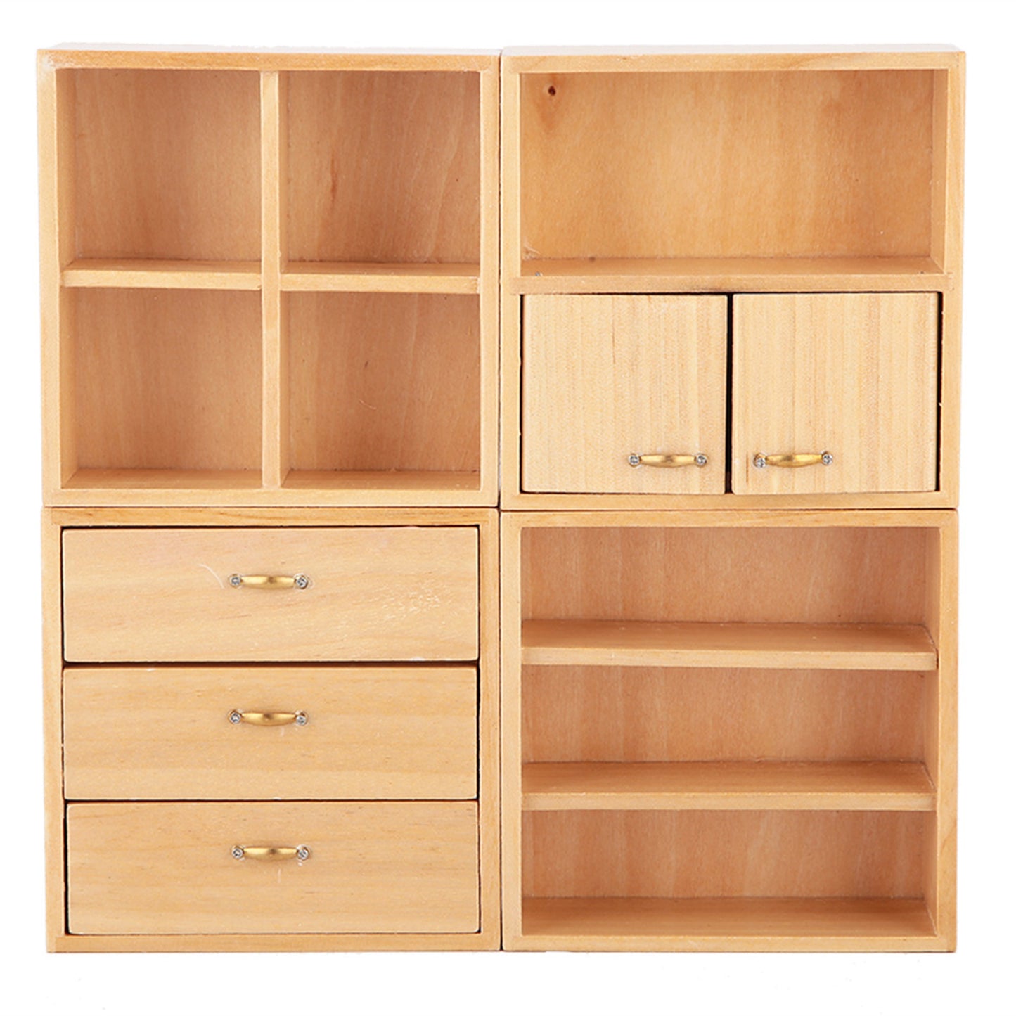 1:12 Mini Wood Cabinet Furniture Living Room Bedroom Cabinet Unit for Dollhouse(Burlywood)