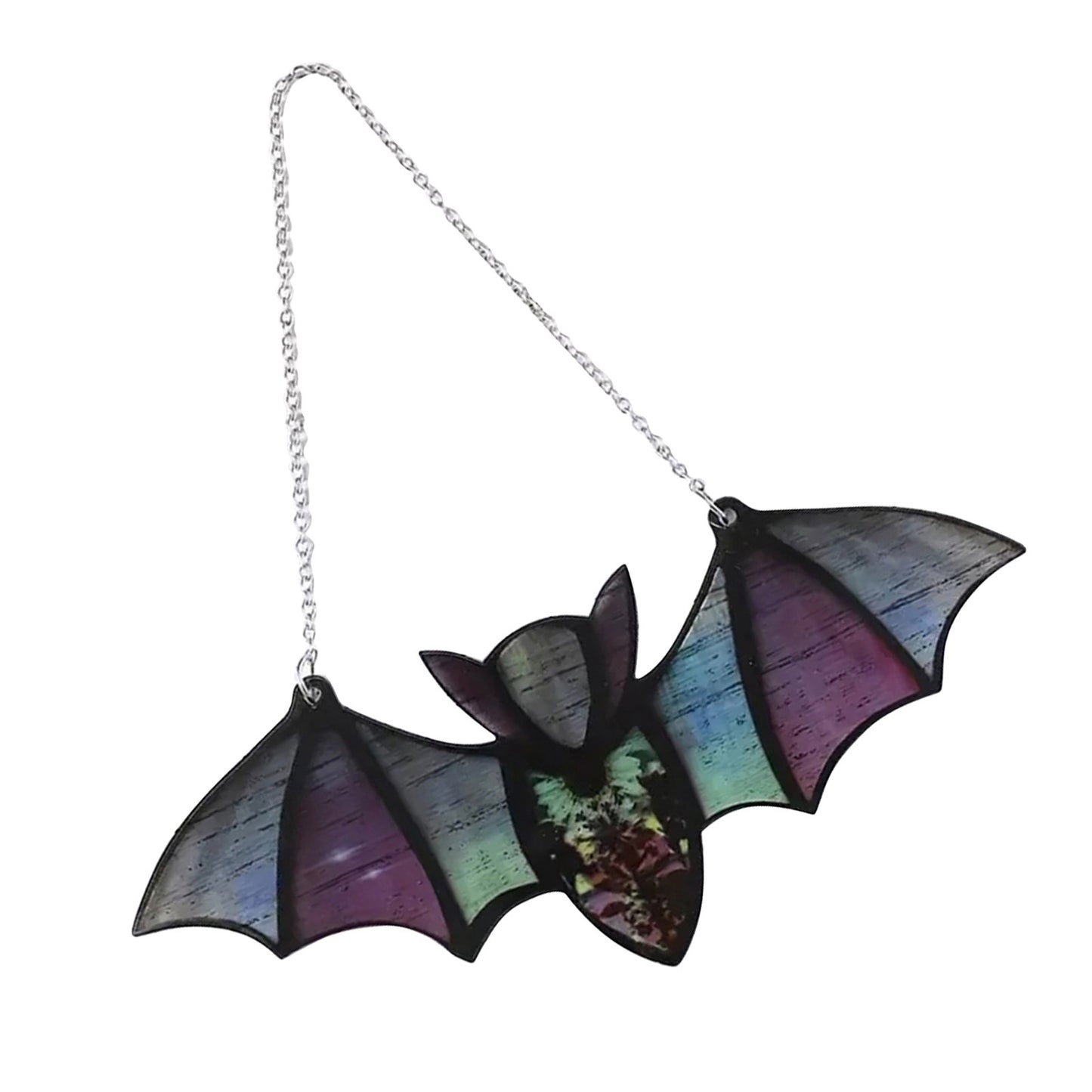 Halloween Bat Window Hanging Suncatcher Reflective Effect Colorful Stained Bat Window Ornaments