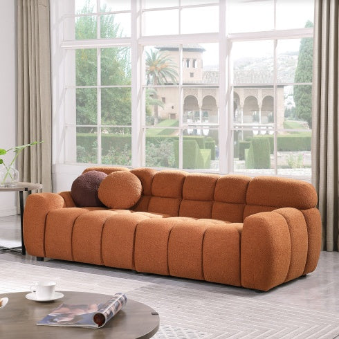 87.4 Length ,35.83 Deepth ,human Body Structure For USA People, Marshmallow Sofa,boucle Sofa ,3 Seater, Black BOUCLE
