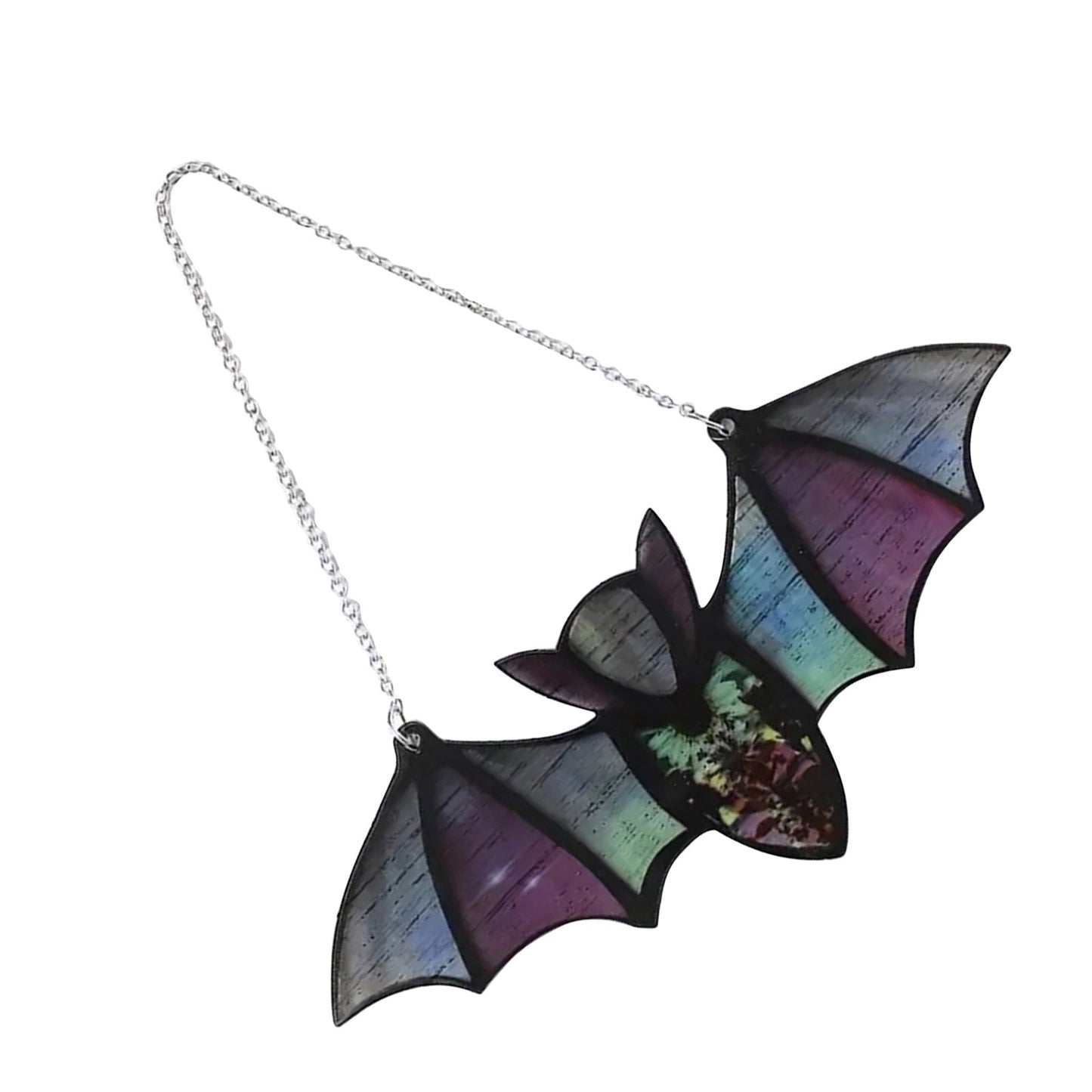 Halloween Bat Window Hanging Suncatcher Reflective Effect Colorful Stained Bat Window Ornaments