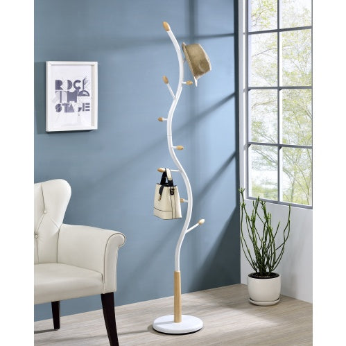 Arles Metal Black And Walnut Standing Coat Rack