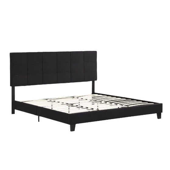 Upholstered Platform Bed Frame With Linen Headboard