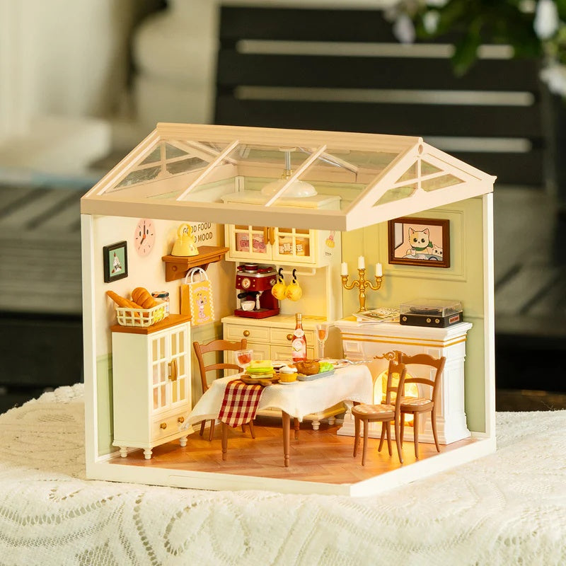 Rolife Warm Dining Room Plastic DIY Miniature House, Only Supports TK And Independent Site Sales
