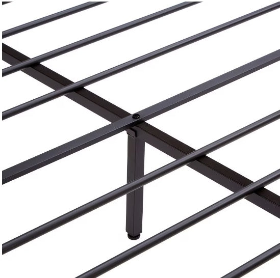 Full Size Metal Platform Bed Frame With Wooden Headboard And Footboard With USB LINER