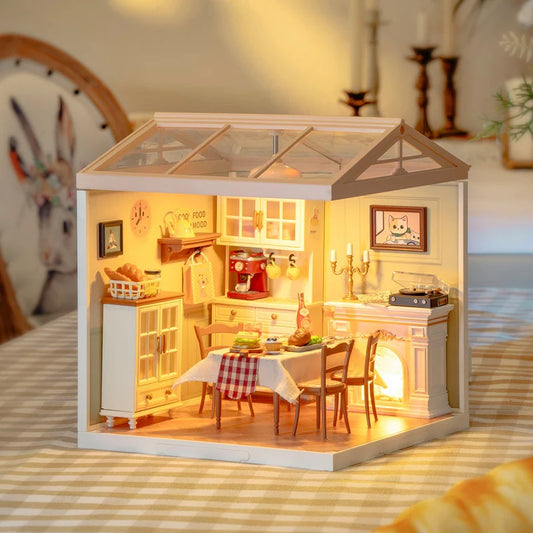 Rolife Warm Dining Room Plastic DIY Miniature House, Only Supports TK And Independent Site Sales