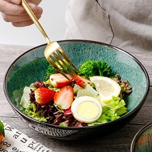 Creative Western Kiln Change Peacock Green Bowl 30oz Bowl Set Of 4 For Cereal, Salad, Pasta, Soup, Dessert, Serving Dishwasher, Microwave And Oven