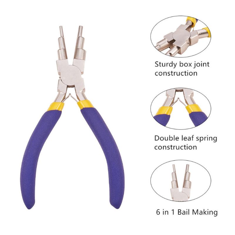 6 in 1 Wire Wrapper Looping Forming Jewelry Plier 6-Steps Multi Size Barrels Pliers Bail Jewelry Making Colors at Random