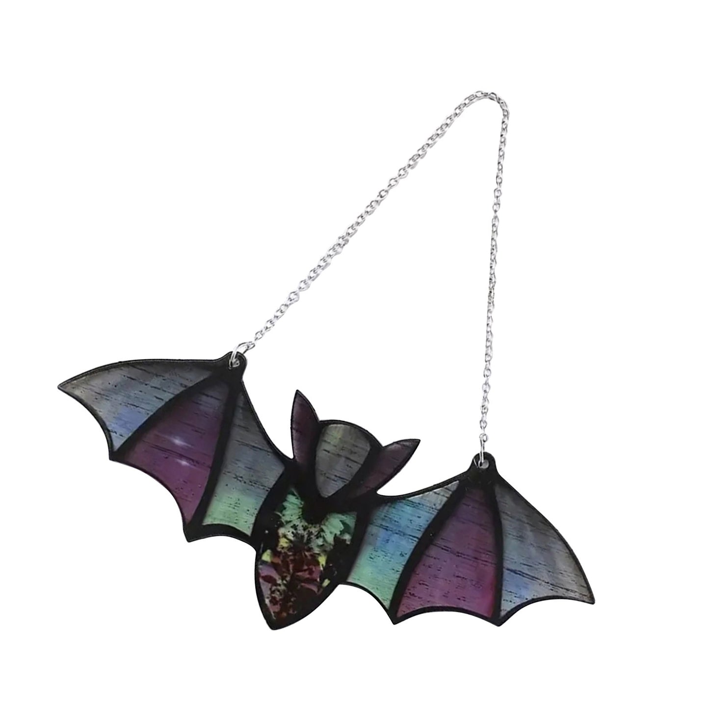 Halloween Bat Window Hanging Suncatcher Reflective Effect Colorful Stained Bat Window Ornaments