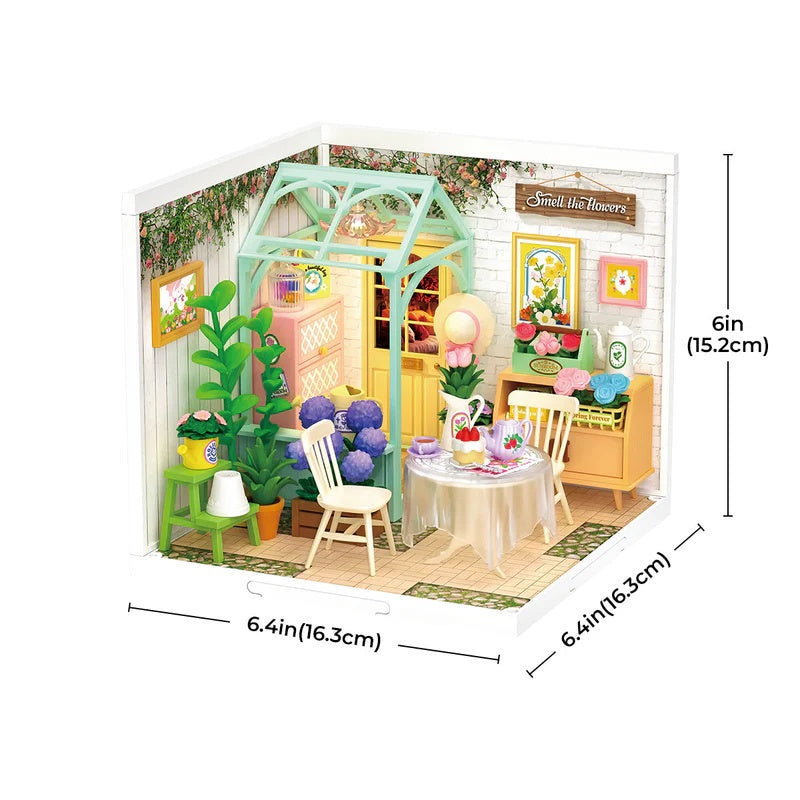 Rolife Blooming Tea Garden DIY Plastic Miniature House, Only Supports TK And Independent Site Sales