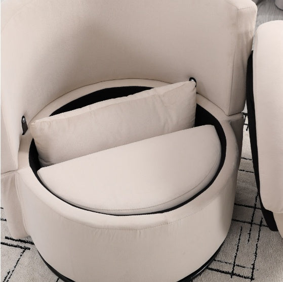 Upholstered Bucket-shaped Dining Chair With Ottoman