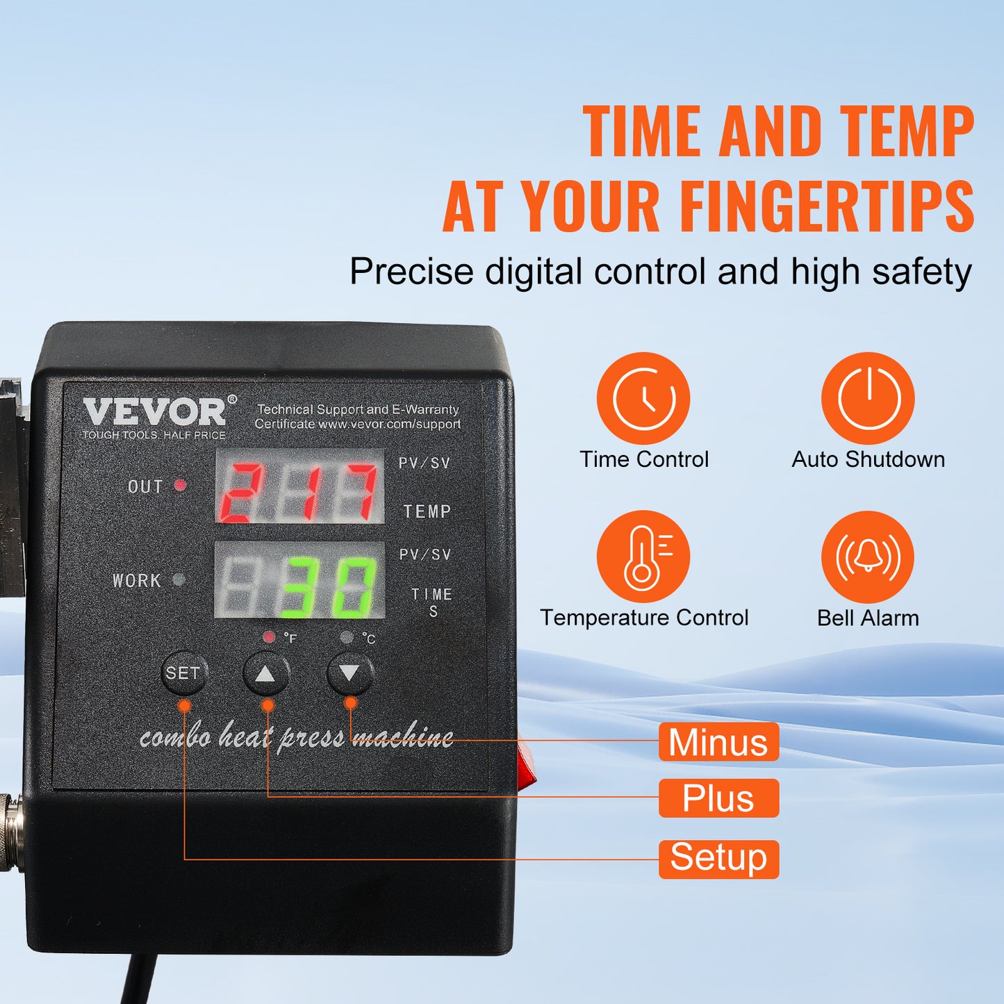 VEVOR Heat Press Machine 2In1 15x15in Sublimation Print Transfer DIY T-shirt Cap