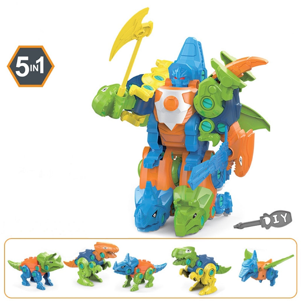 Triangle Tyrannosaurus Rex Five Box One, Assemble And Combine Transform Intelligent Mechanical Simulation DIY Puzzle Toy