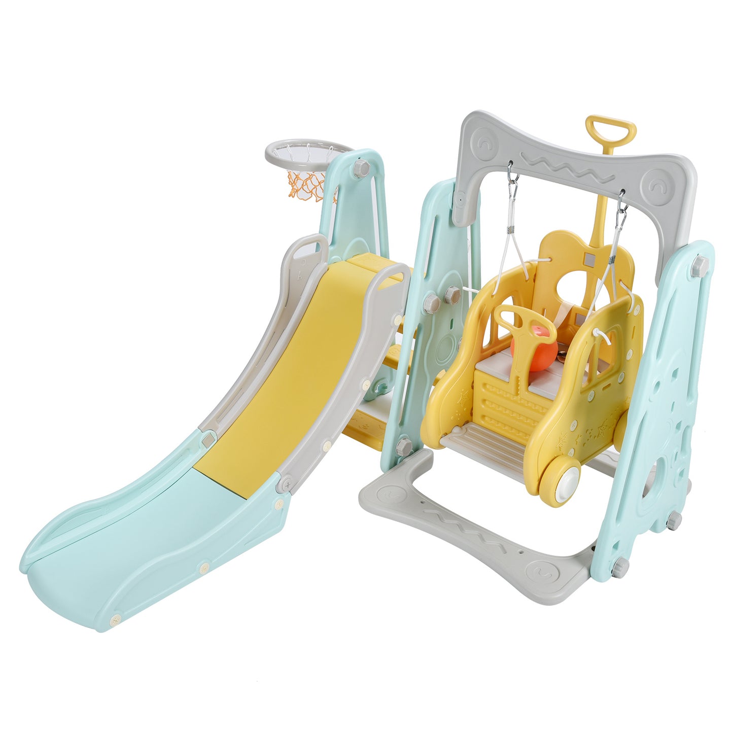 Kids Baby Toddler Climber Swing Set Long Slide Children Play Area for Outdoor IndoorStyle 1 Green