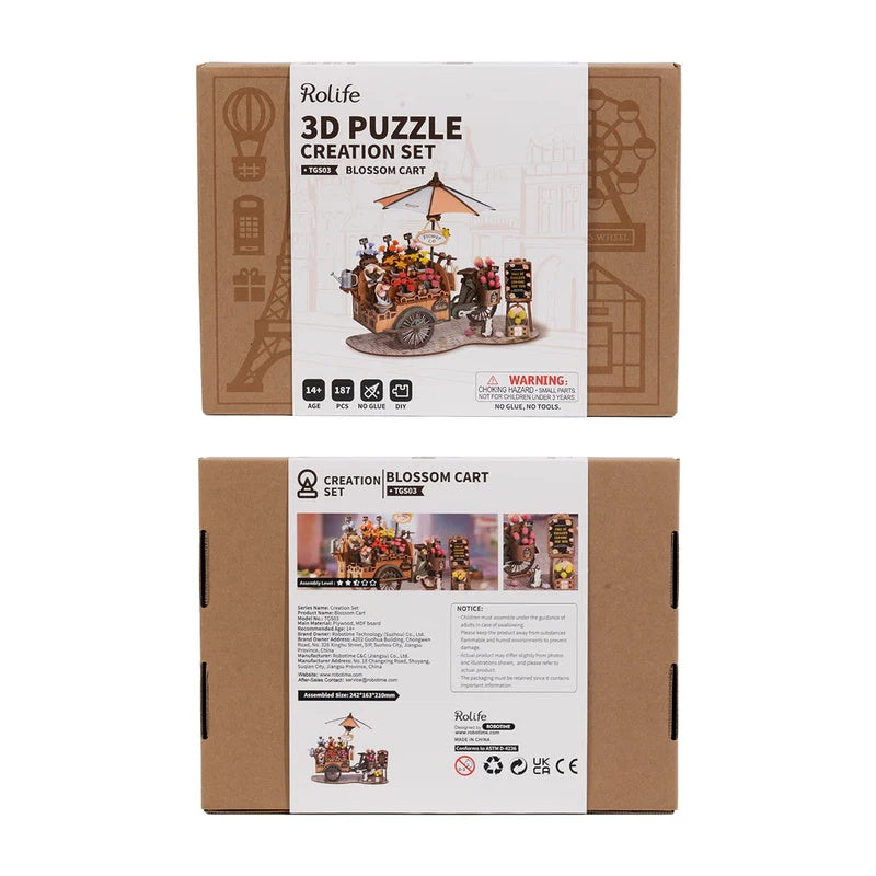 Rolife Blossom Cart 3D Wooden Puzzle, Only Supports TK And Independent Website Platforms
