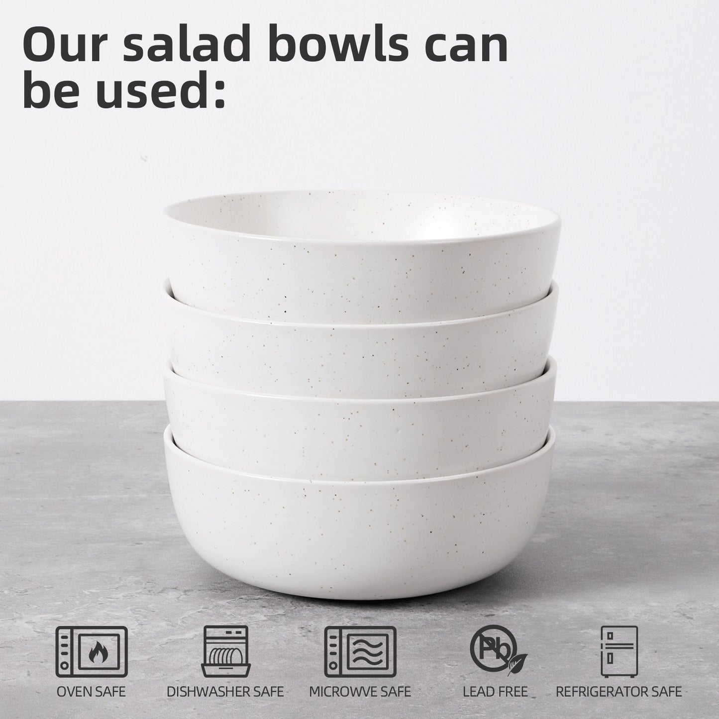 Ceramic Bowls For Kitchen, 27oz Bowl Set Of 4 For Cereal, Salad, Pasta, Soup, Dessert, Serving Dishwasher, Microwave And Oven Safe