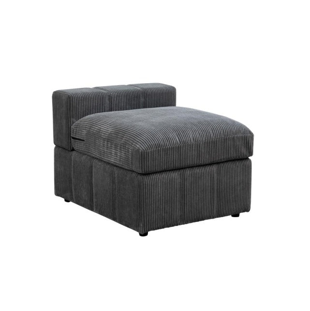 Dark Grey Corduroy Living Room Double Armrests 3-Piece Sofa